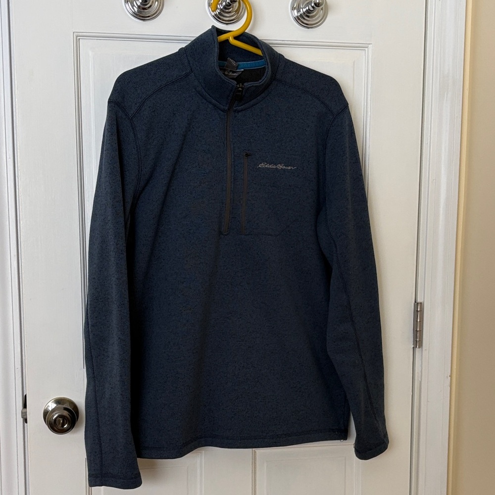 Eddie Bauer 1/4 Zip Pullover Sweater Dark Blue.  Large